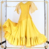 フラメンコ 衣装 ワンピース ドレス パーティドレス からし色 山吹色 軽い 薄い ボランテ フリル 無地 レース 発表会 イエロー系 フラメンコ衣装 おしゃれ かわいい ステージ衣装 フェス用 レディース 女性用 大人用 舞台用 ダンス服 ファッション パーティーコーデ