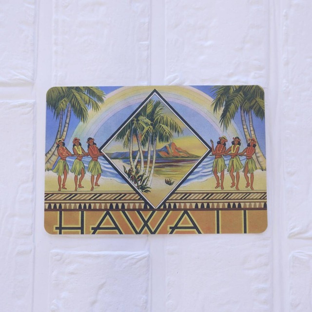 ★ハワイ直輸入★ポストカード／ハガキ／お礼状／フラガール／ハワイイラスト／オールドハワイ＜28 HAWAII＞