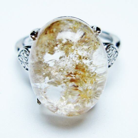 ガーデンクォーツ 指輪 ガーデン水晶 リング フリーサイズ 17号 一点物 メール便可 [M便 1/20] 115-7013