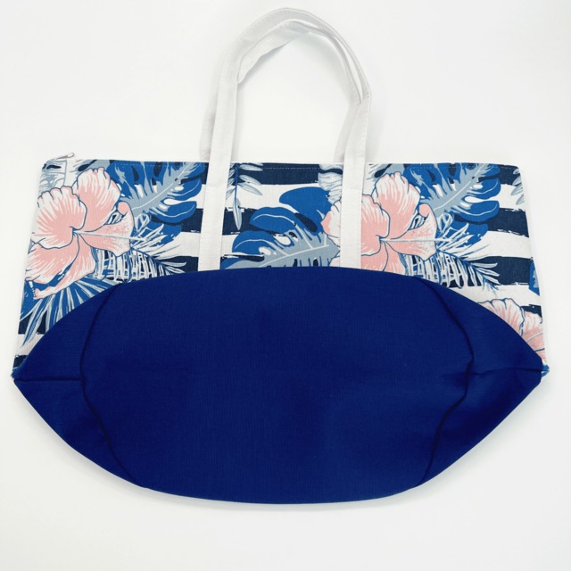 ファスナー付きトートバッグ（ハイビスカス）37×57×25cm　レッスンバッグ　ビーチ　大容量　マザーズバッグ