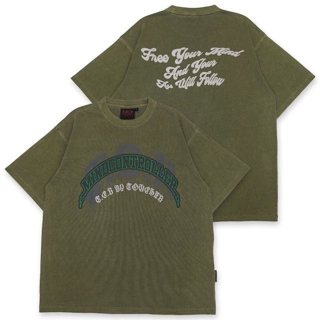 T.C.R MIND CONTROLLER WASHED S/S TEE - GRAY GREEN