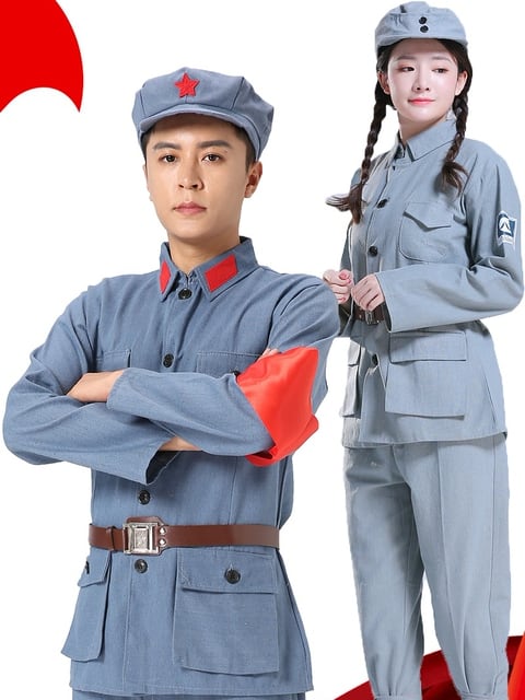 旧紅軍の公演衣装、八路軍の衣装、旧長征小紅軍のパッチ、紅軍の大人用