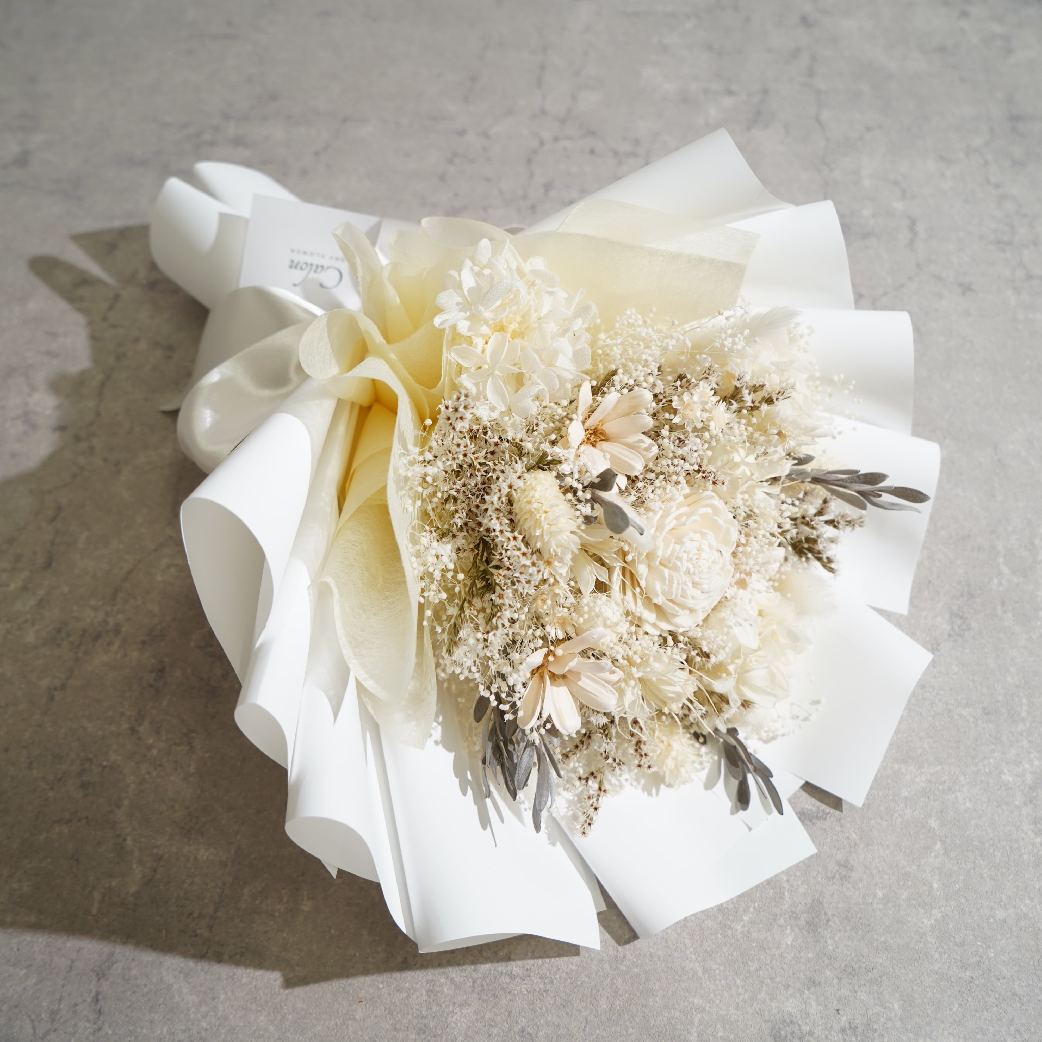 ドライフラワーの花束 Mサイズ ホワイト M-407≪限定1点≫