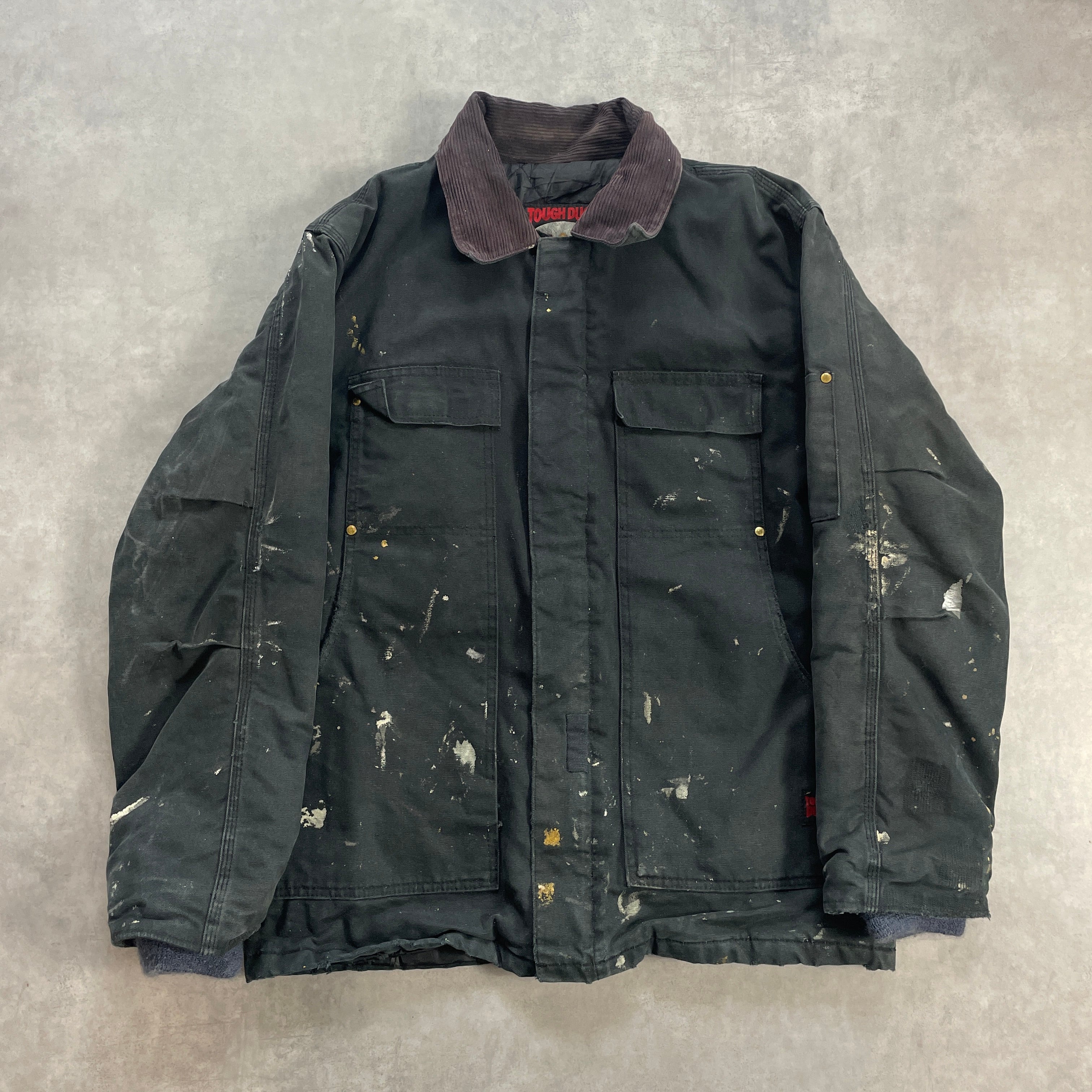 90s TOUGH DUCK ボロ ダックジャケット 雰囲気抜群 ペンキ 黒 vintage