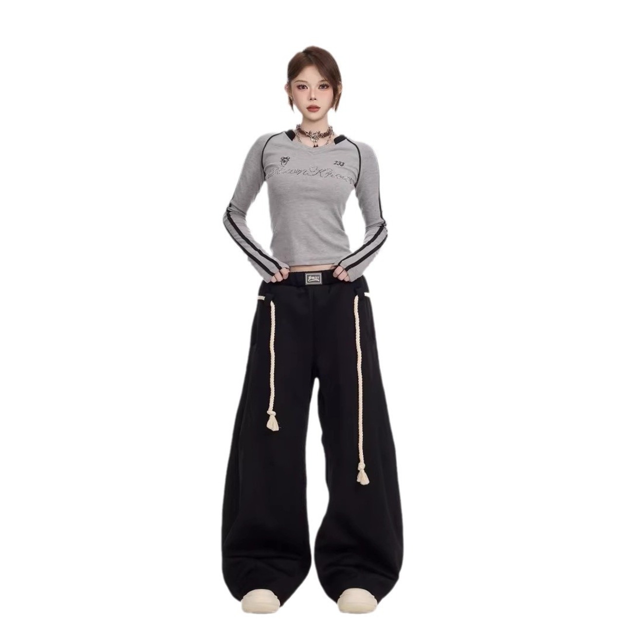 ロープコードワイドスウェットパンツ