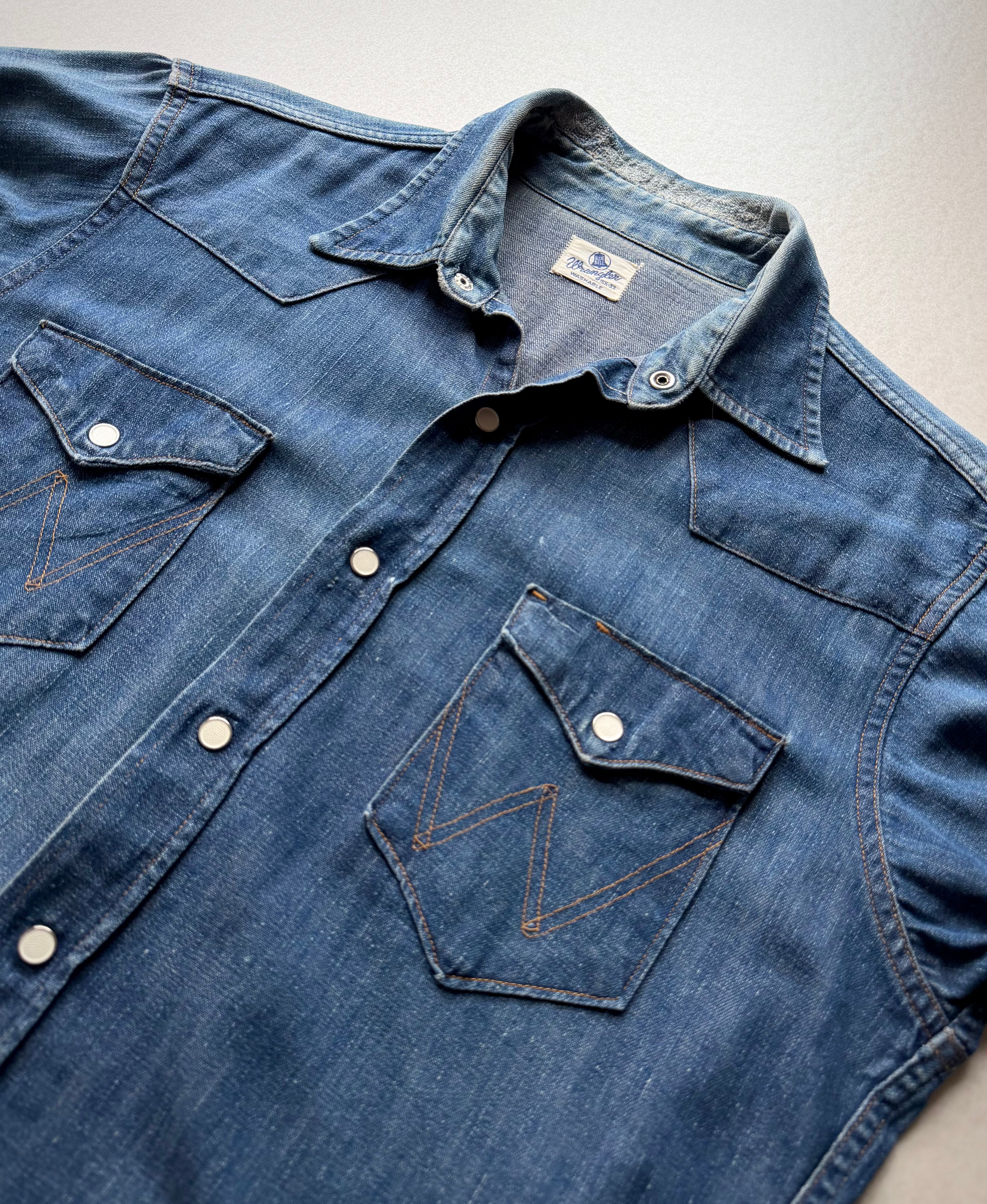 60s USA製 “ WRANGLER ” 27MW BELL-TAG DENIM WESTERN SHIRT VINTAGE