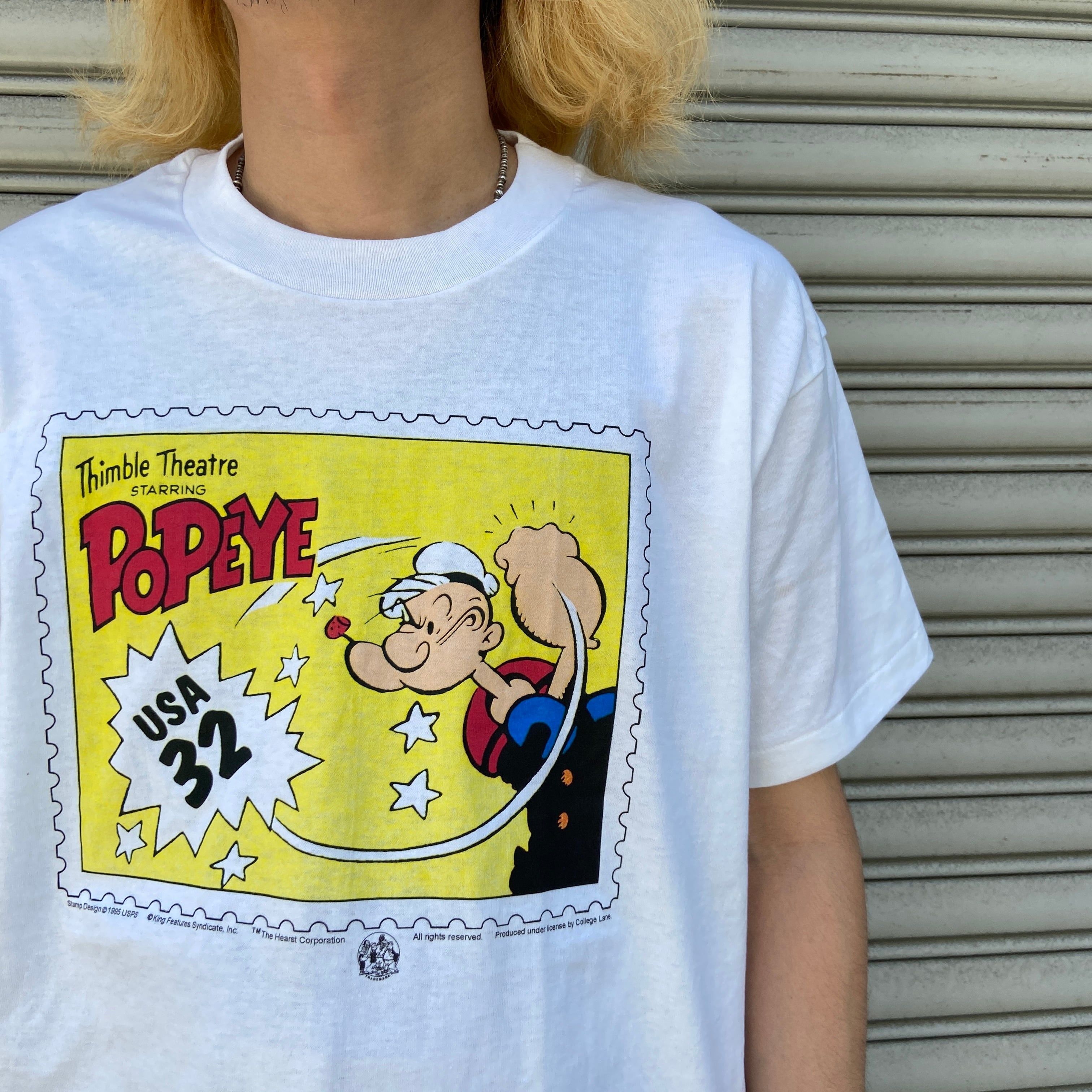 美品 90s USA製 POPEYE キャラクターTシャツ 白 L アメコミ | 古着屋 Uan 