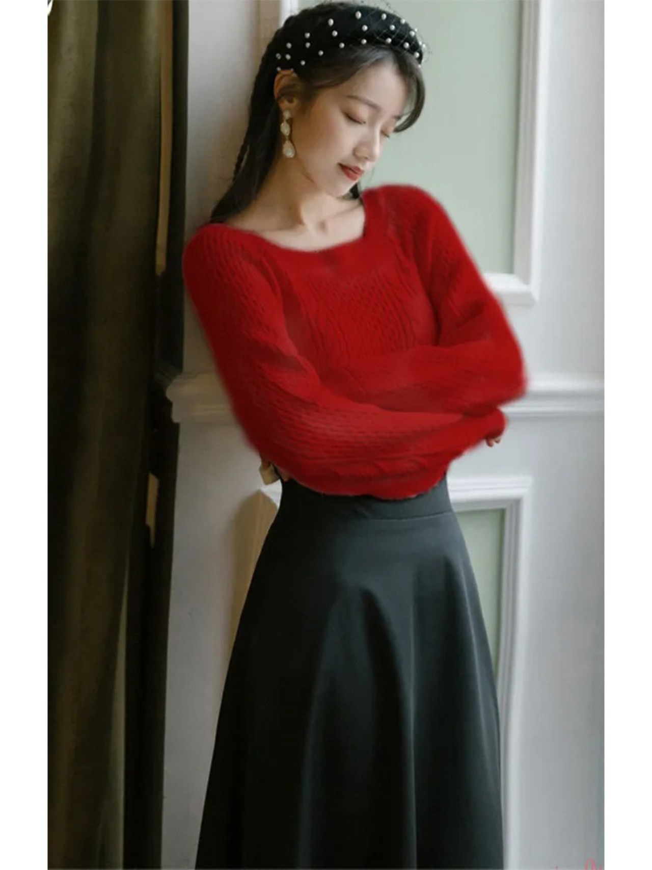 【0211】Simple Ribbon Long Sleeve 2 Piece Set