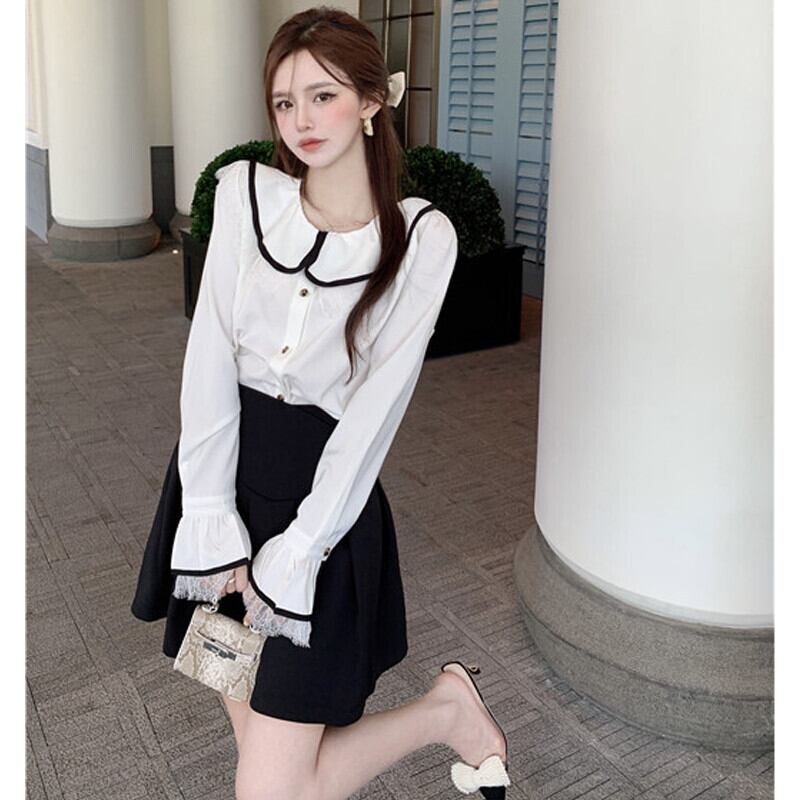 レースブラウス オータムカラーシャツ 大人ガーリー スウィート キュート カジュアル 秋物 ガールズファッション47221129275