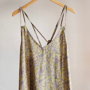 Select Item / Batik pattern Back Ribbon Dress # yellow / バティック柄 バックリボン キャミ ドレス