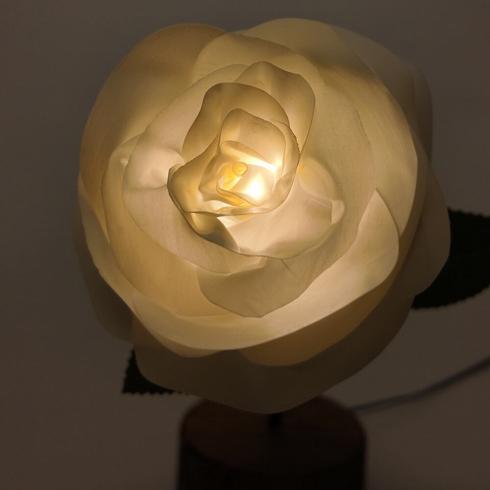 レア！昭和レトロなバラのナイトライト Natural style - Brown Base White | HANA-LUX ハナルクス