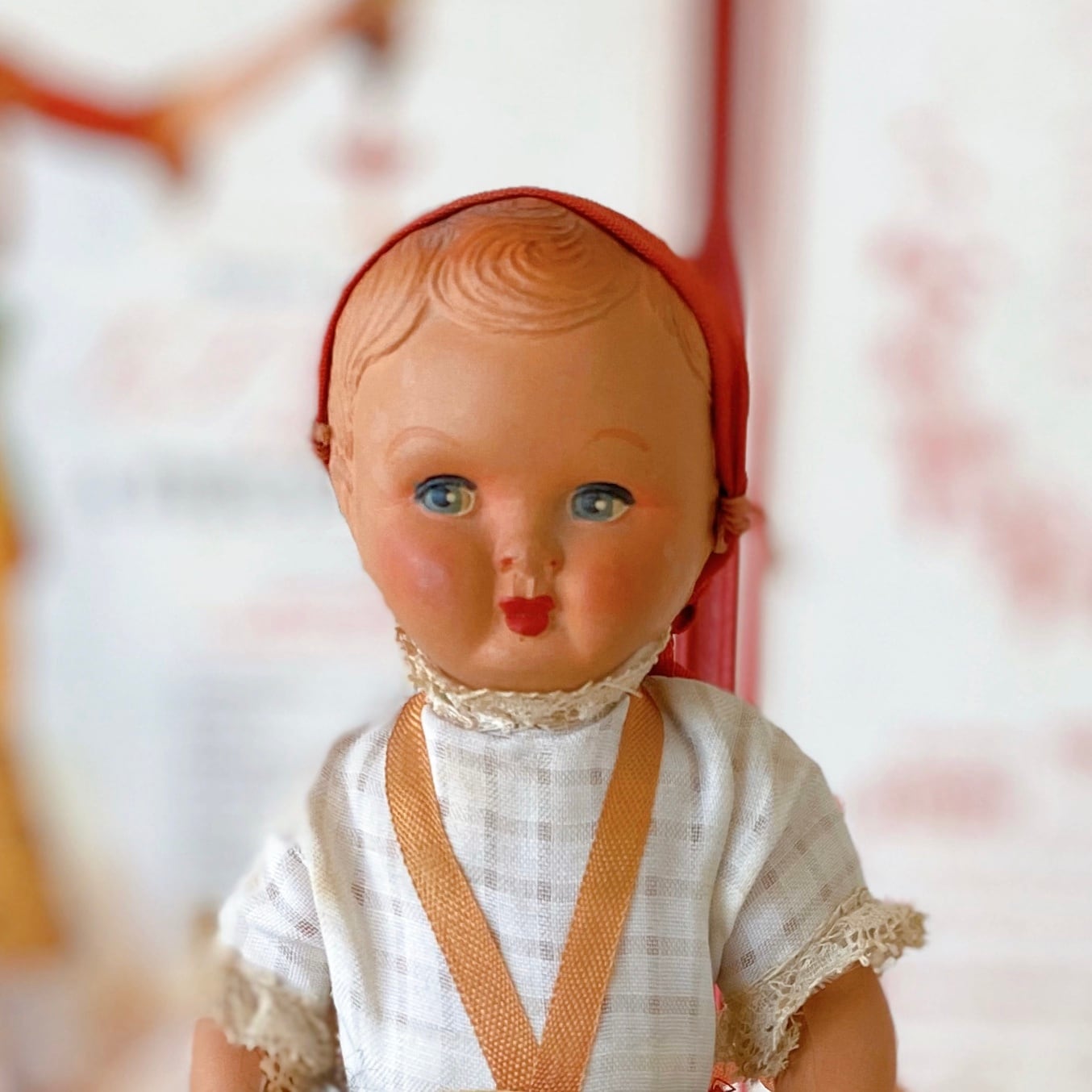 花籠を持った少女のお人形 アンティークドール （フランス） | ぽわに