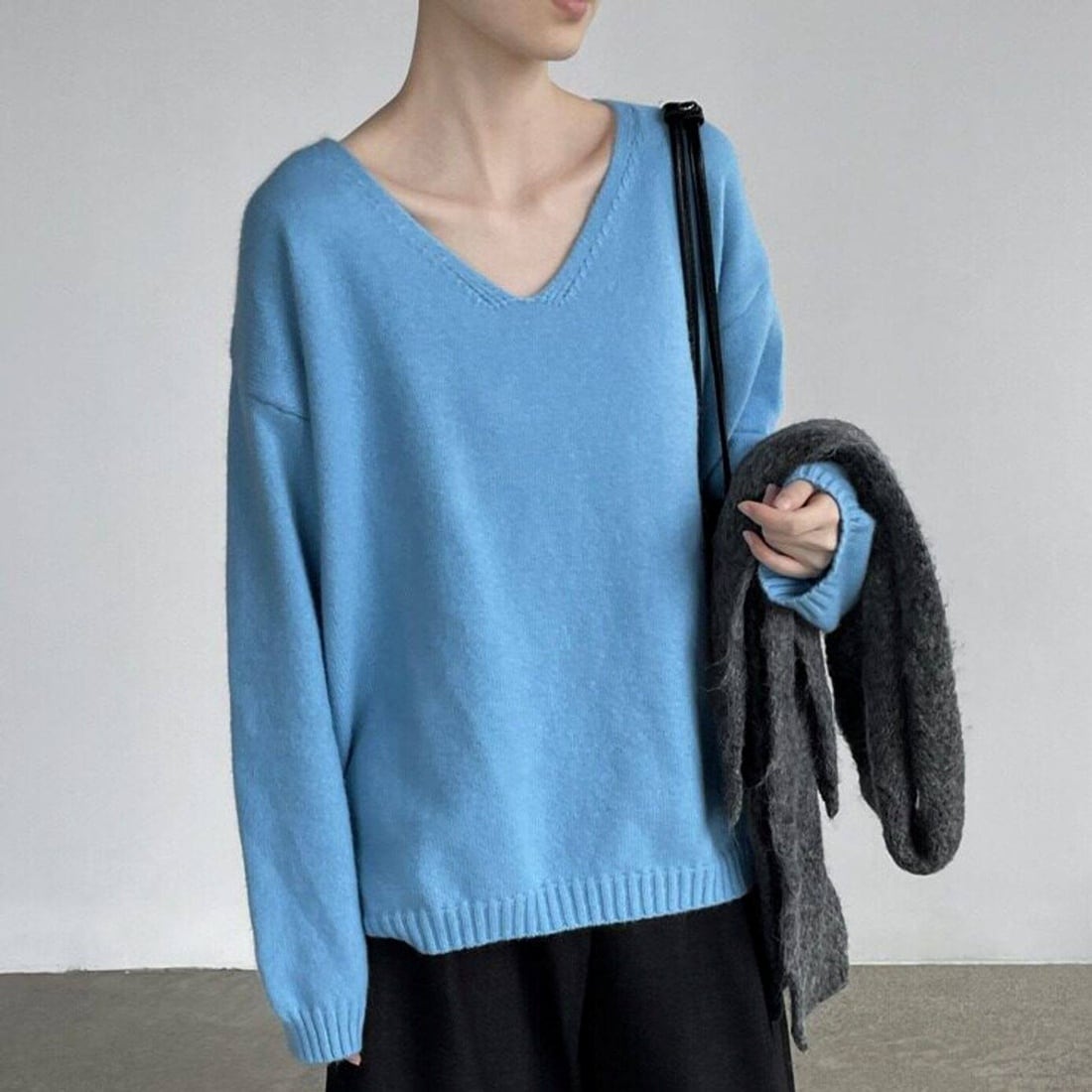 v neck over knit m-0077