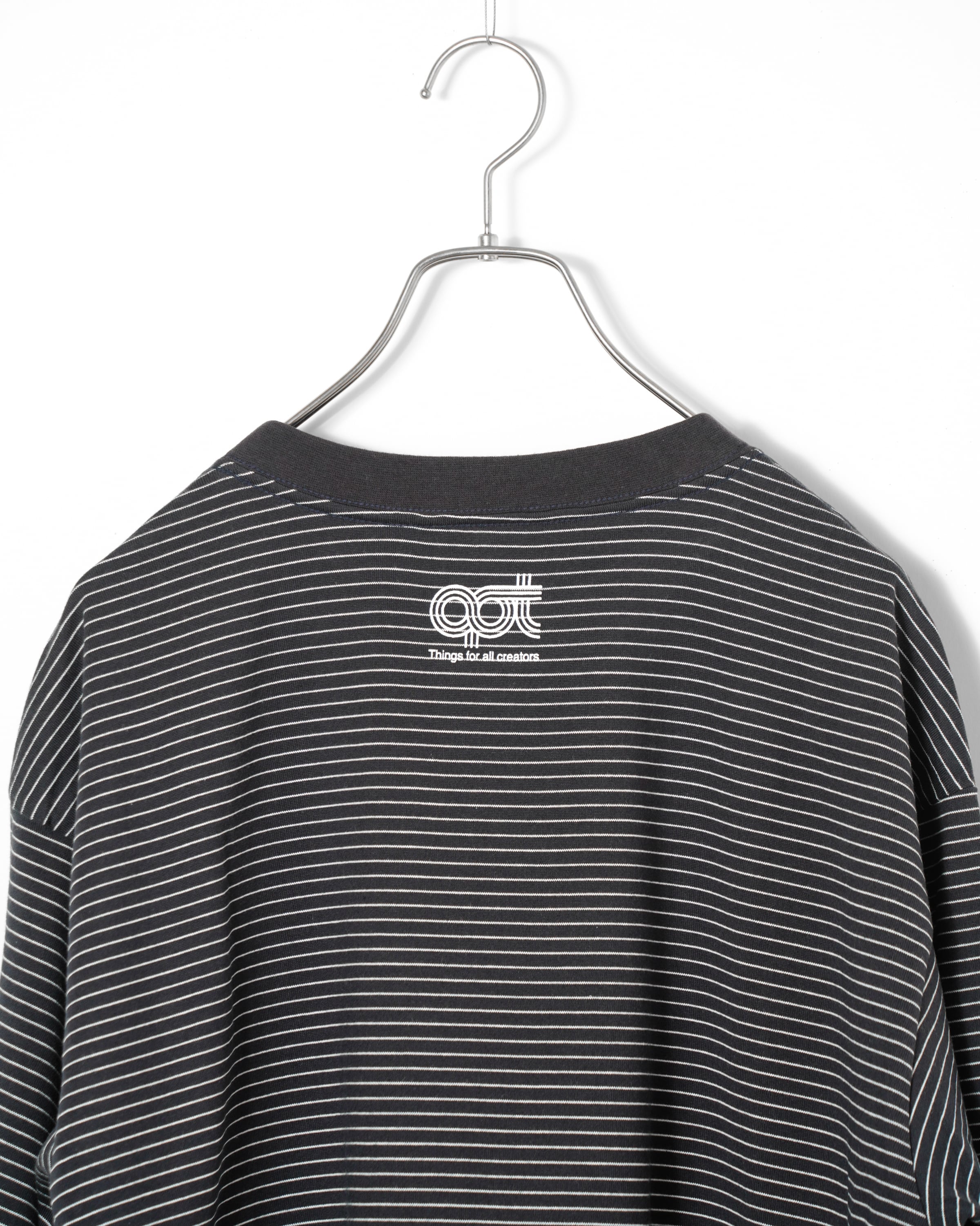 OPTSTUFF] DRAWSTRING BORDER LONG SLEEVE T-SHIRT (NAVY) | OPTSTUFF