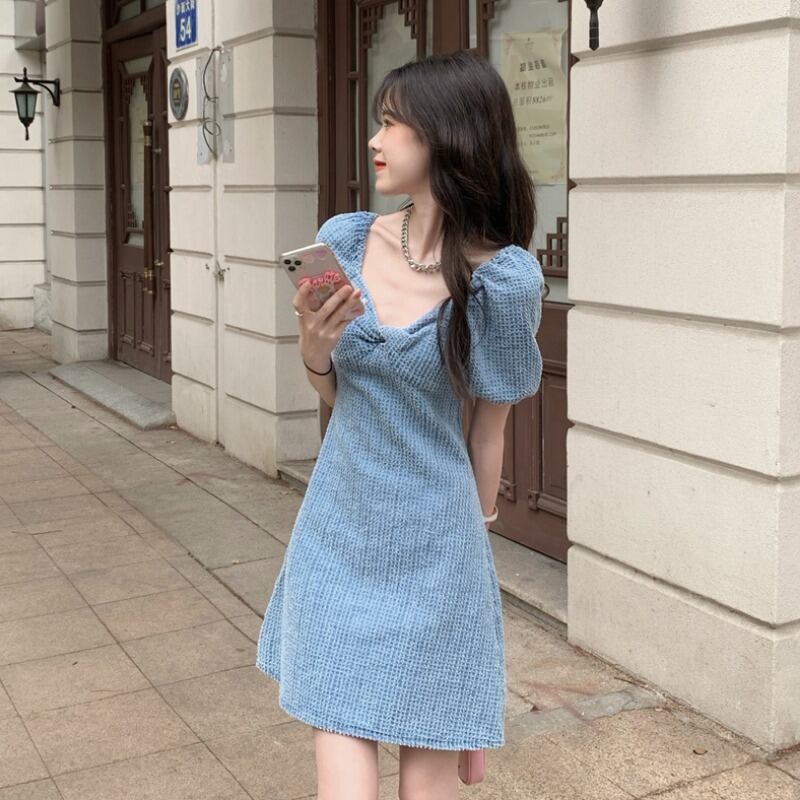 スリーブドレス サマーウェストAラインショートスカート 大人ガーリー スウィート キュート カジュアル 夏物 1号婦人32718358667