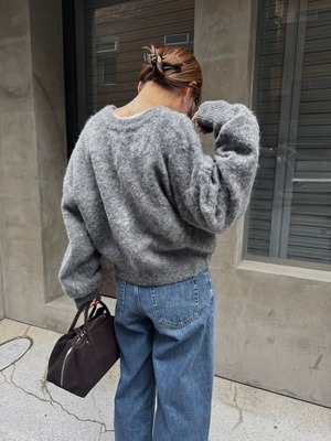 stole set shaggy 2way knit