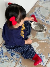 韓国子供服 / 26winter / cream bbang / ニューヨークピーチ刺繍Tシャツ / キッズ / 冬服 *XXS~JS*
