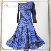 社交ダンス 衣装 スタンダード ドレス ワンピース レッスンウェア パーティ衣装 ブルー系 ブラック系 ICHIOKU イチオク 青 黒 花柄 薔薇 バラ 大人用 ドレス レディース フィット感 おしゃれ エレガント 華やか 丈約97cm フォーマル ステージ衣装 ホースヘア 伸縮性 心地よい 質感 デザイン性 おすすめ 通販 人気