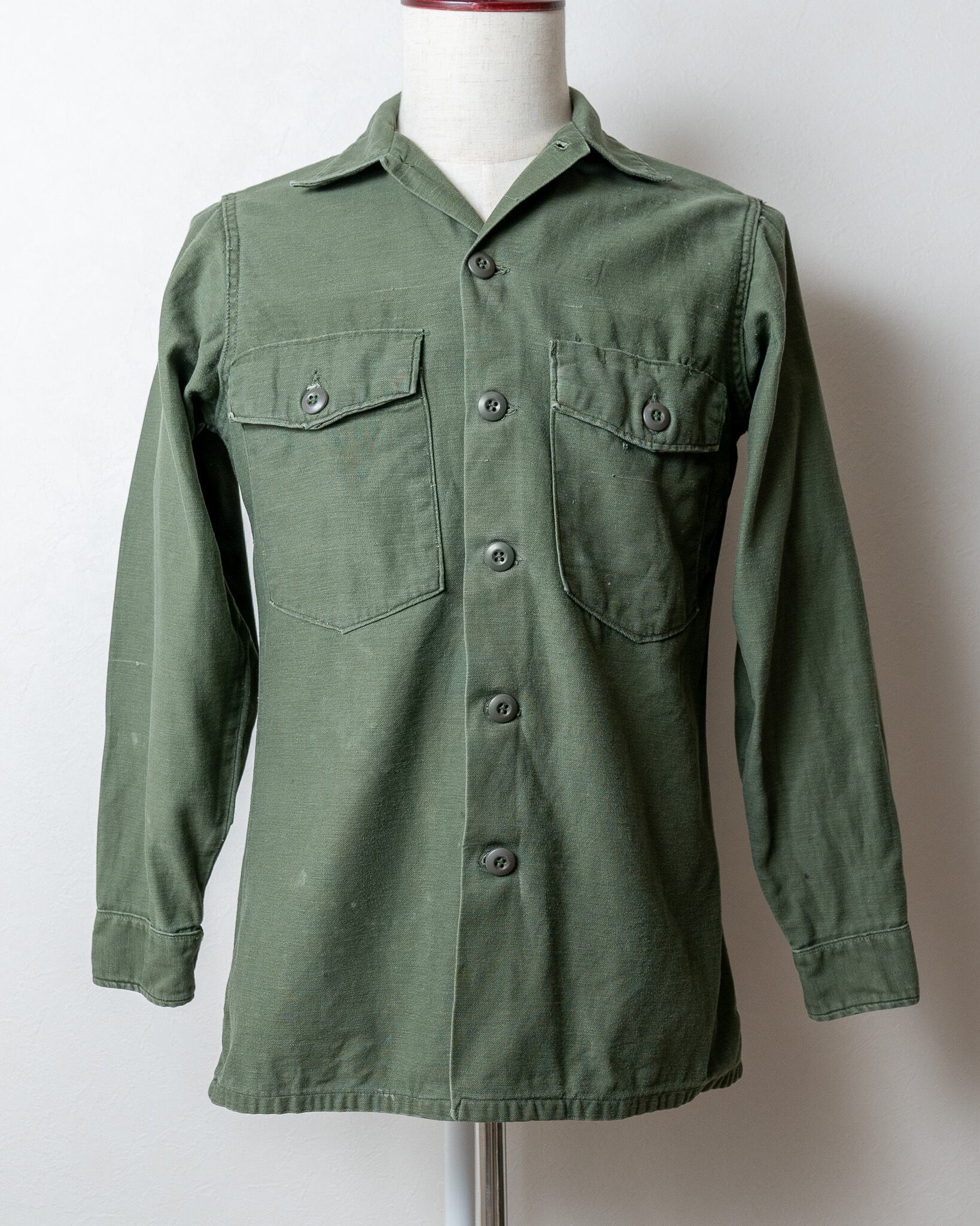 14 1/2】U.S.Army 70's OG-107 Utility Shirt Cotton100％ 