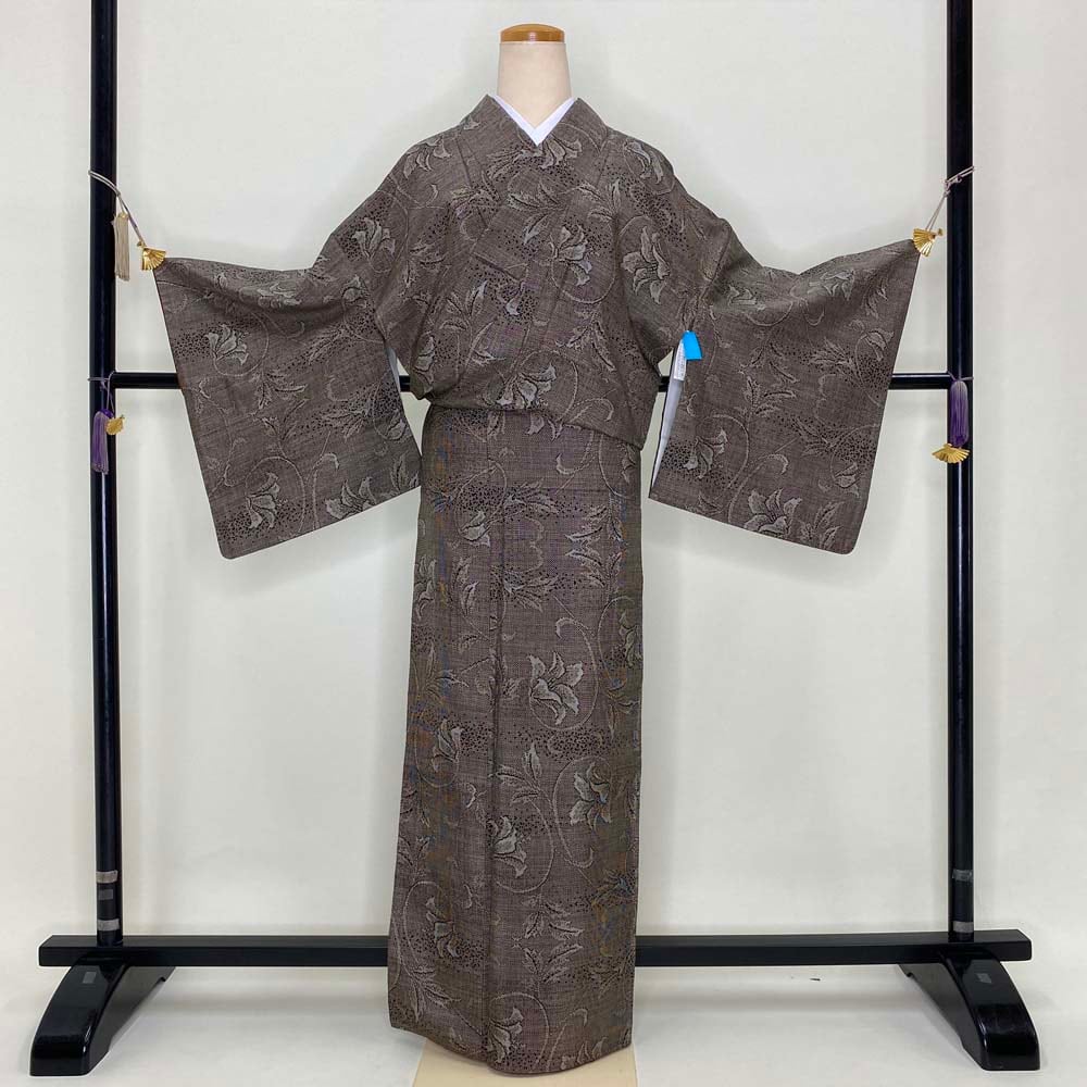 大島紬 泥大島紬 裄67cm 身丈159cm 前幅24.5cm 後幅29.5cm 7マルキ洒落