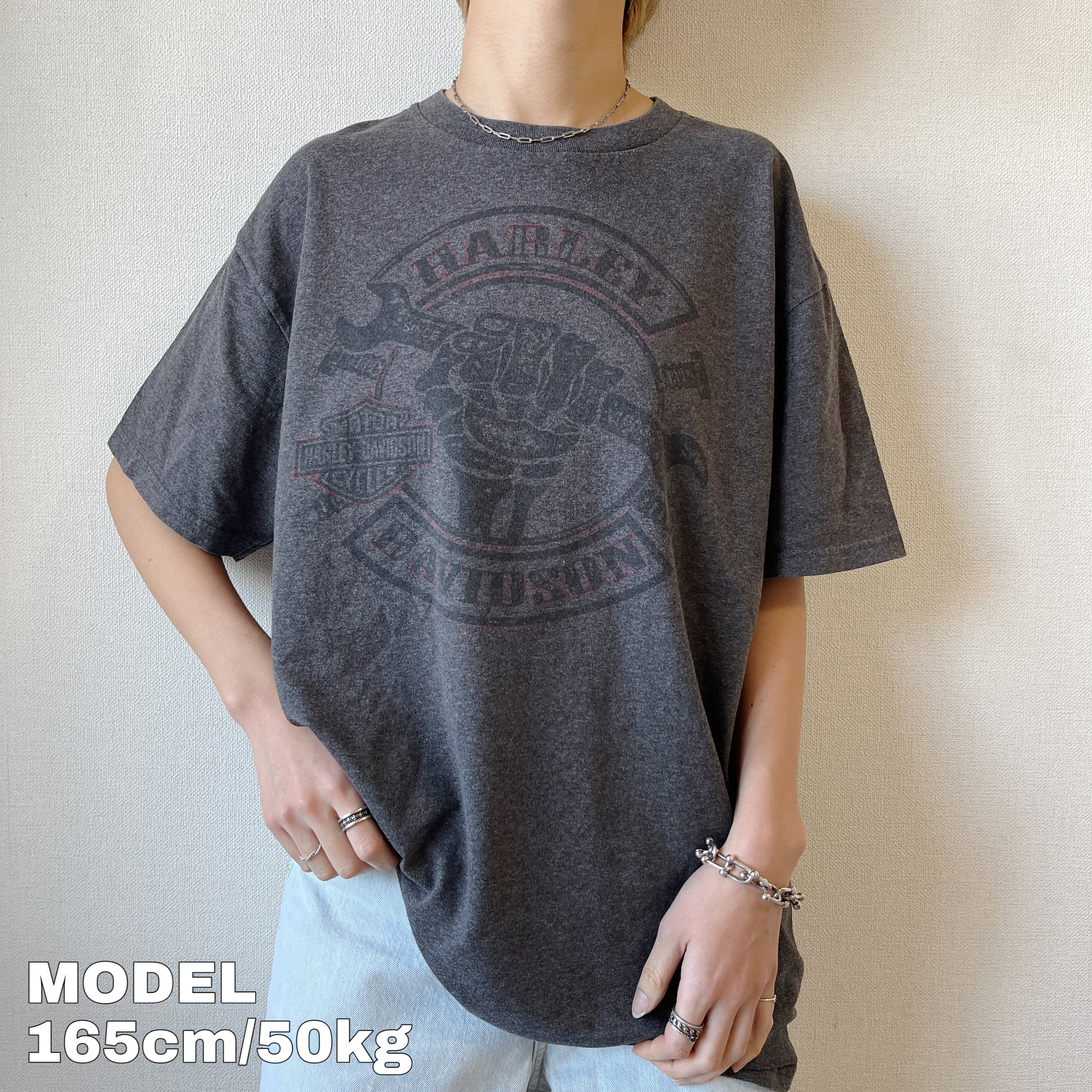 ハーレーダビッドソン プリントTシャツ ドクロ グレー 赤 L 7763 ハーレーダビッドソン プリントTシャツ ドクロ グレー 赤 L 7763 | fuufu