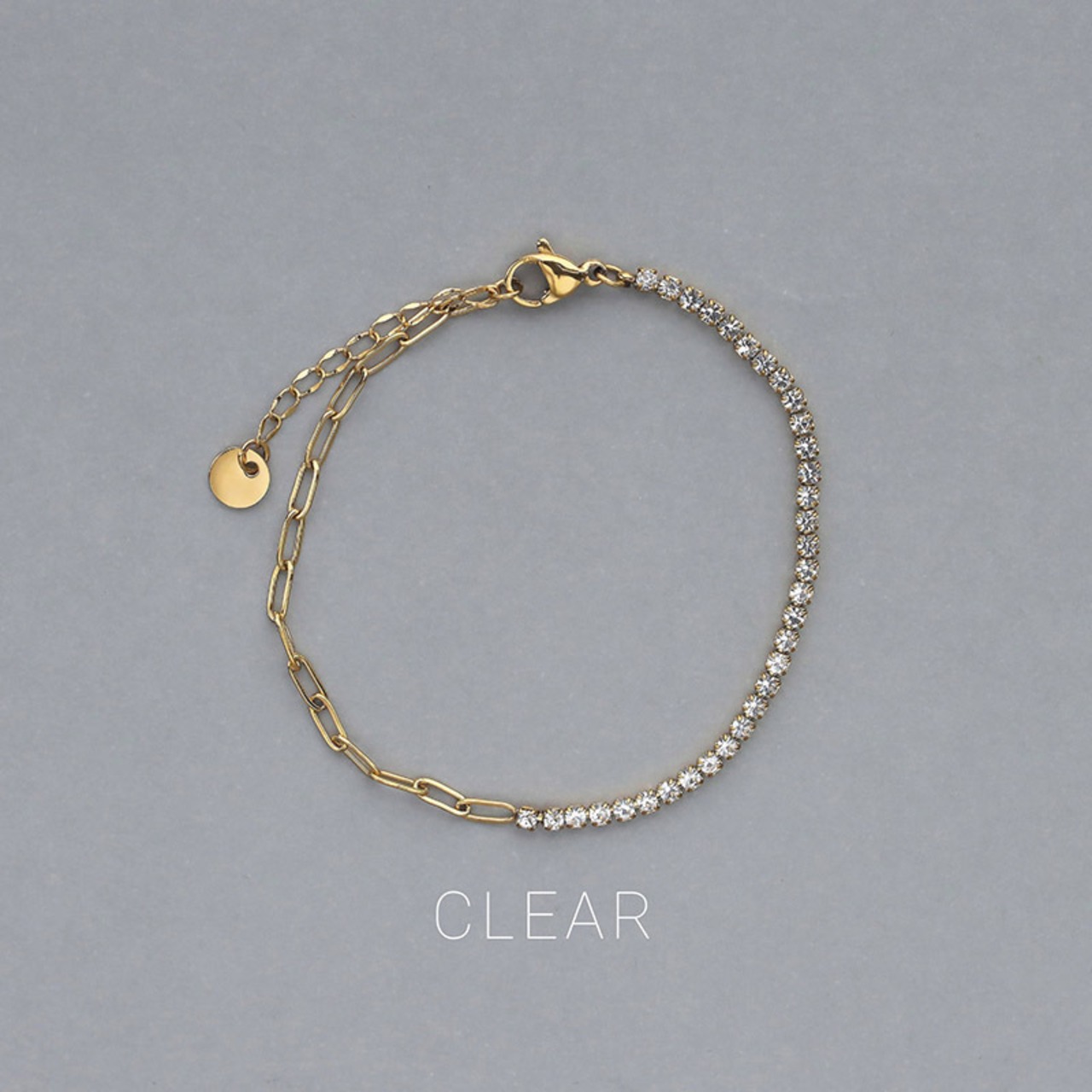 【ネコポス便】金属アレルギー対応 ブレスレット ハーフ テニスブレスレット ステンレス レディース カラーCZジルコニア 6色 2662