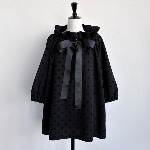 〈SELECT〉ギャザーネックドットブラウス 908100