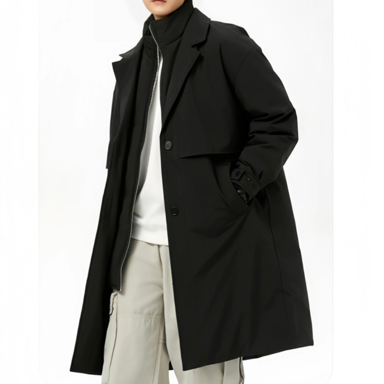 Layered Collar Long Coat / M–3XL　TB2641・画像7
