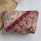 大人のためのインド刺繍ポーチ / PINK（M） 　