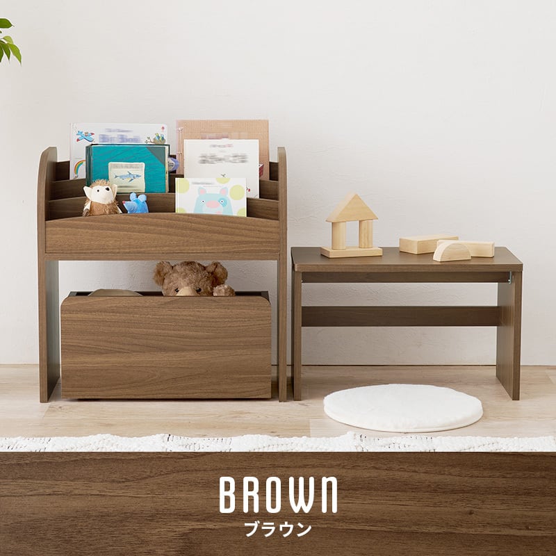 【組立式】絵本ラック 3点セット ラック ワゴン ミニデスク オープンタイプ インテリア 3色展開 幅63cm