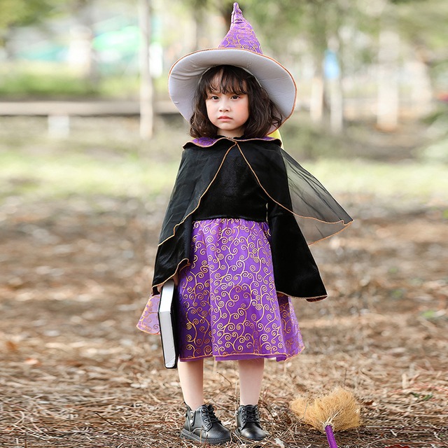 （3点）ハロウィン 魔女 可愛い 100-145cm キッズ 仮装 子供 お祭り コスプレ ワンピース78113380