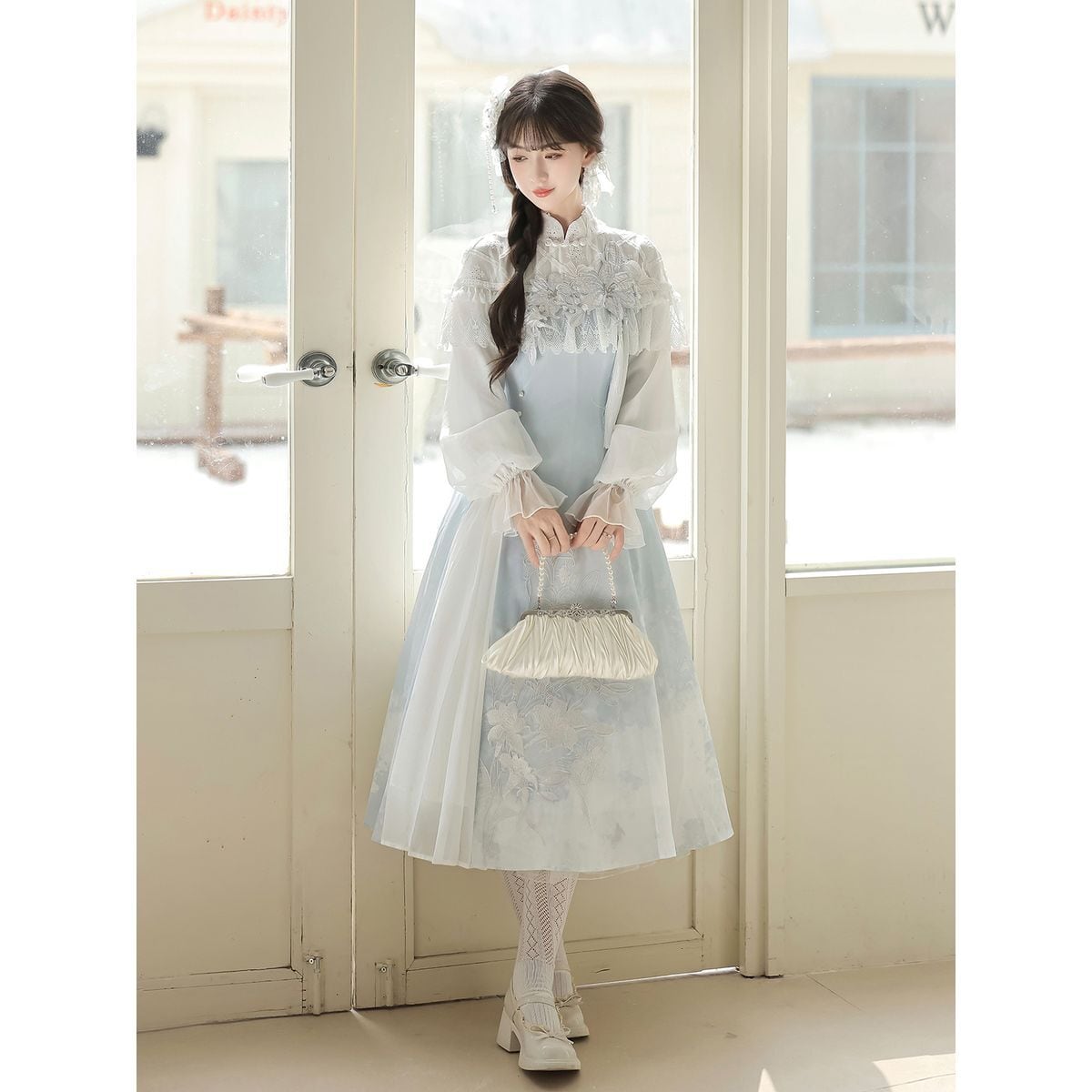 チャイナ風フラワーレースロングワンピース | Maiden's Rêve