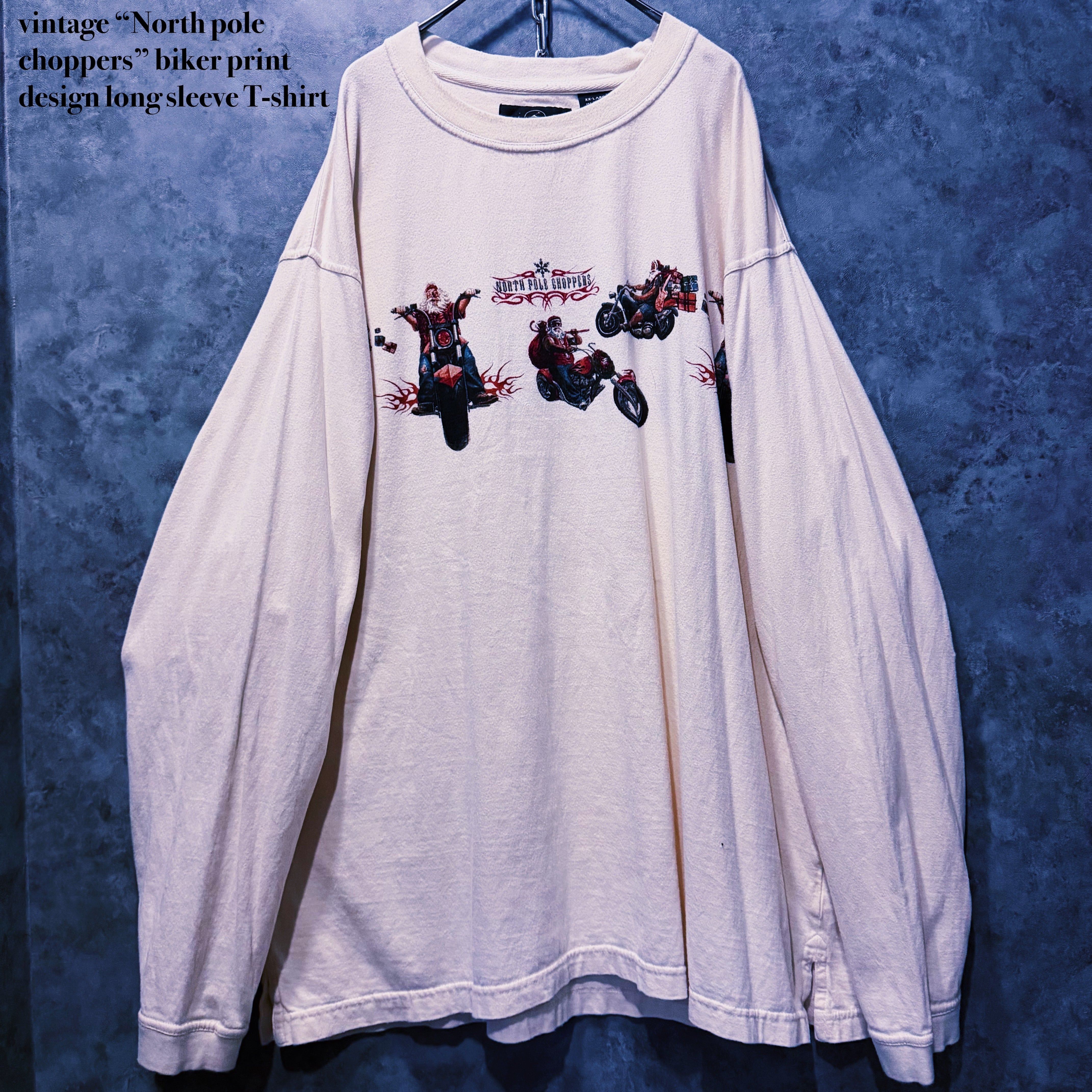 【doppio】vintage “North pole choppers” biker print design long sleeve T-shirt