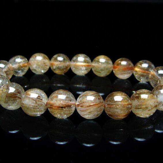 キャッツアイルチルクォーツ ブレスレット 10mm ルチルクォーツ ブレス 一点物 メール便可 [M便 1/10] 111-45818