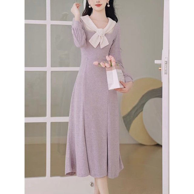 リボンタイ ニット ワンピース_p83