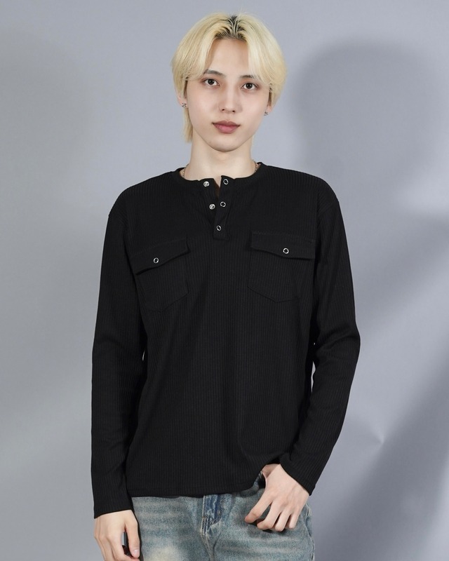 【ALUDE SELECT】henry pocket rib long T-shirt (3color）