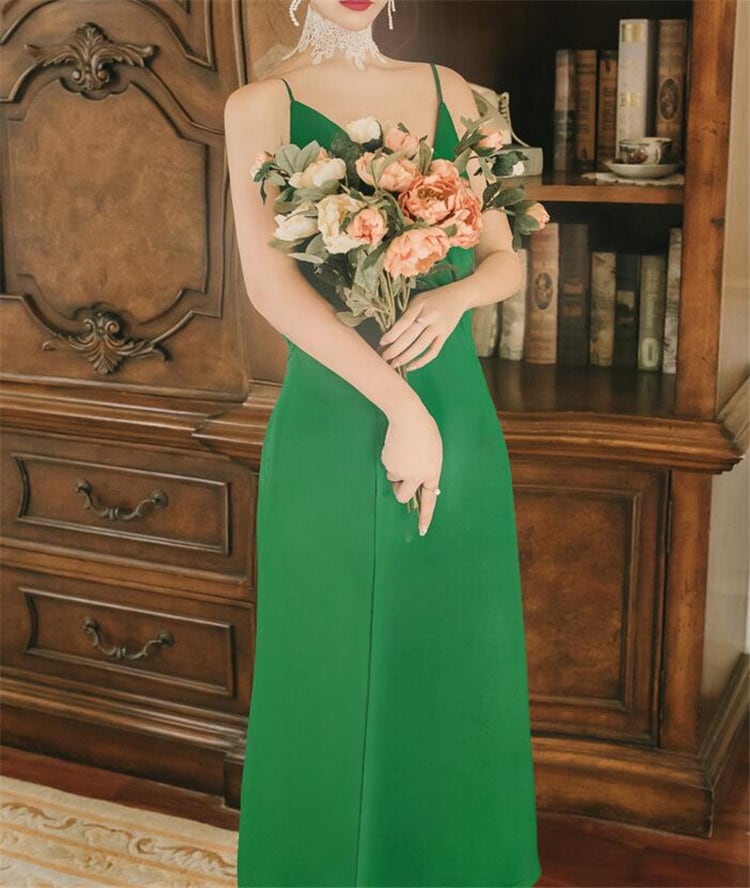 夏先取りセール!ワンピース フレンチスタイル 気質 サスペンダースカート ヴィンテージ 深いVネック