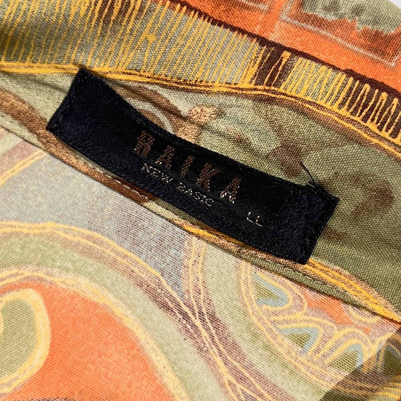 RAIKA ライカ デザイン レーヨン 半袖 シャツ 柄シャツ LL/マルチ系 メンズ ビンテージ