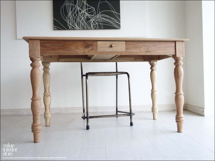 チーク無垢材 デスクReproN 机 テーブル パソコンデスク カウンターデスク ナチュラル 什器 無垢材家具 120cm 送料無料 世界三大銘木 IDE