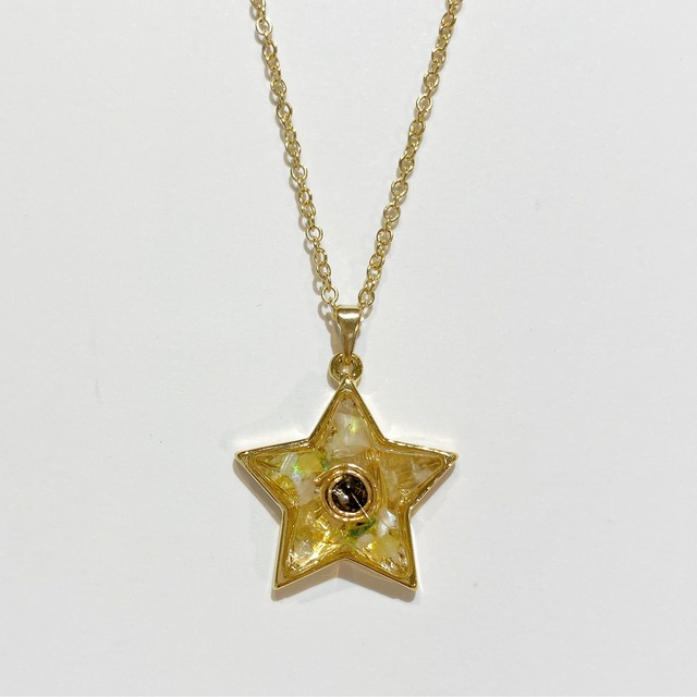 【癒し&豊か】超隕石×星のオルゴナイトネックレス(ゴールドタイプ)(3352)
