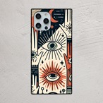 受注生産 iPhoneケース 白背景の目と手の護符柄｜魔除けアート TALM064C
