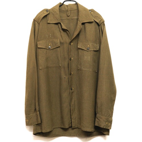 1646 ヴィンテージ エポレットシャツ 昭和レトロ 当時物 カーキ 軍服 ミリタリー 古着