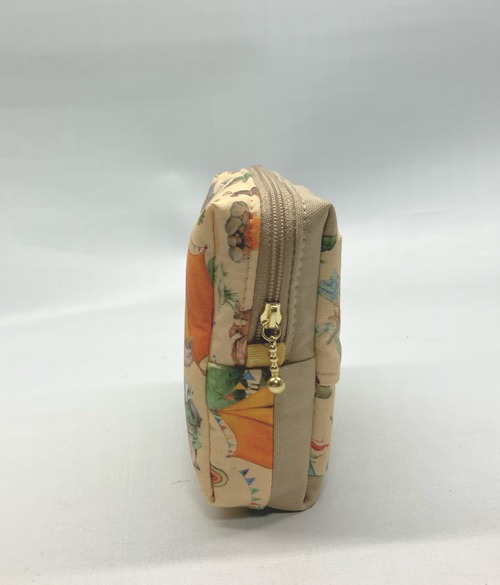 ポケットティッシュケース付き　スクエアポーチ　アクファクトゥム　ドイツ　キャンプ｜とりさん工房ーかわいいハンドメイドポーチ