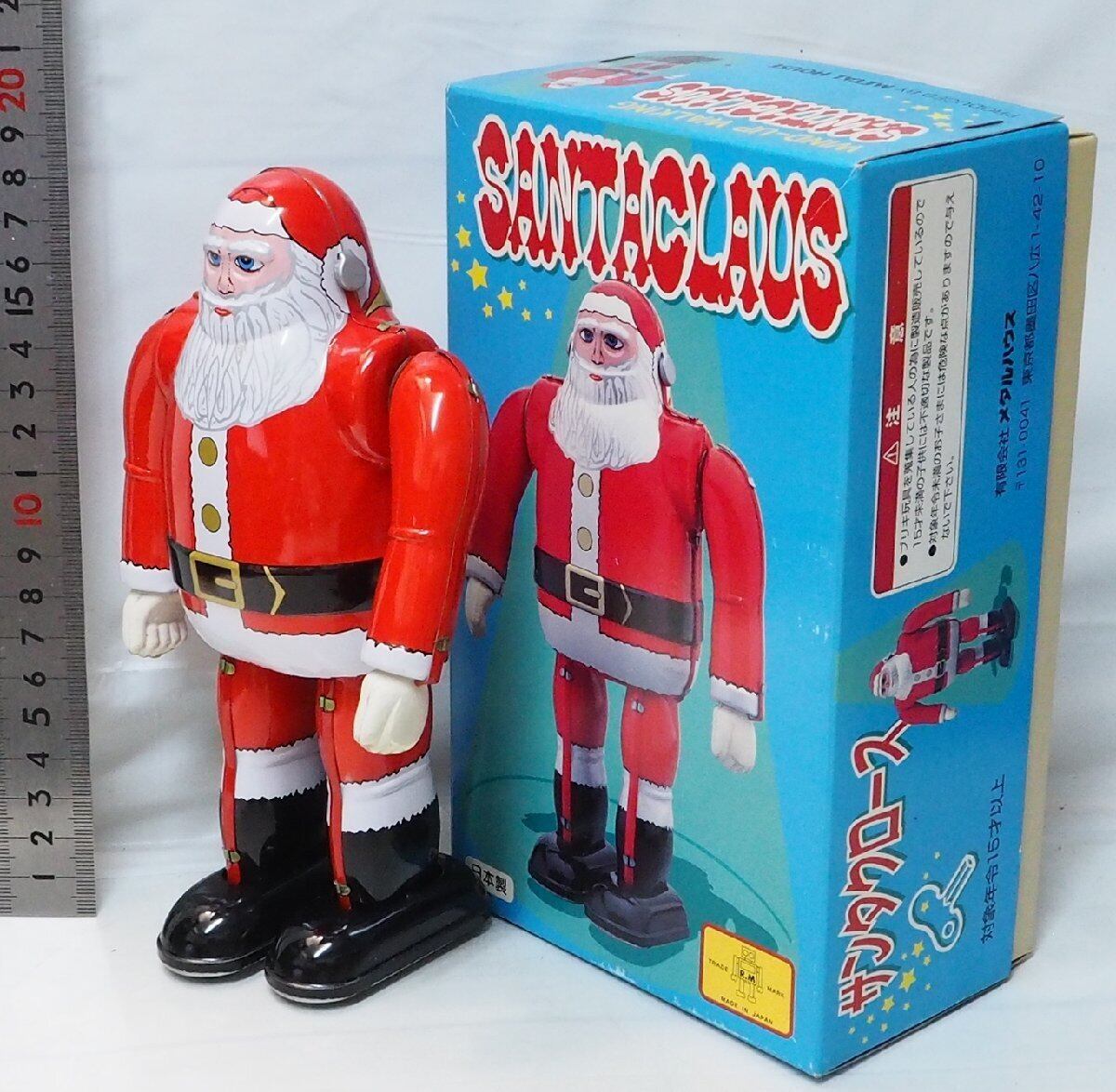 メタルハウス【サンタクロース】復刻ブリキ ゼンマイ歩行 TIN TOY 箱付