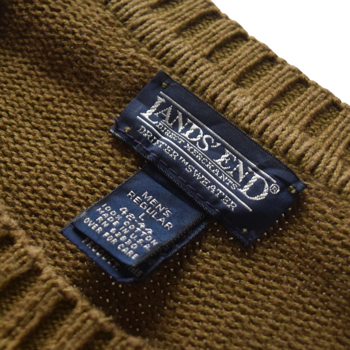 LANDS'END USA製 ドリフターセーター マルチライン 紺 XL~2XL