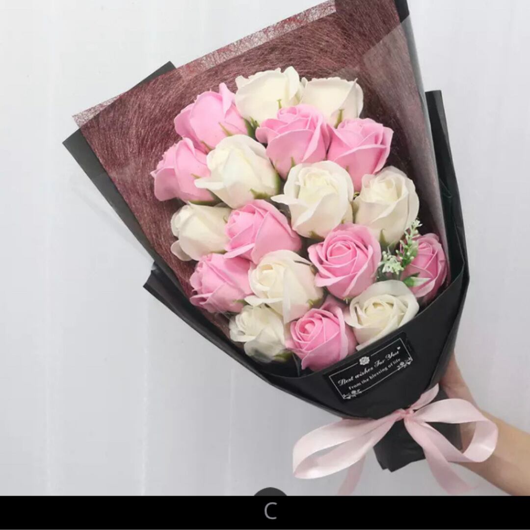 母の日 記念日 ソープフラワー花束 36センチ バック付き S 01 菜と春