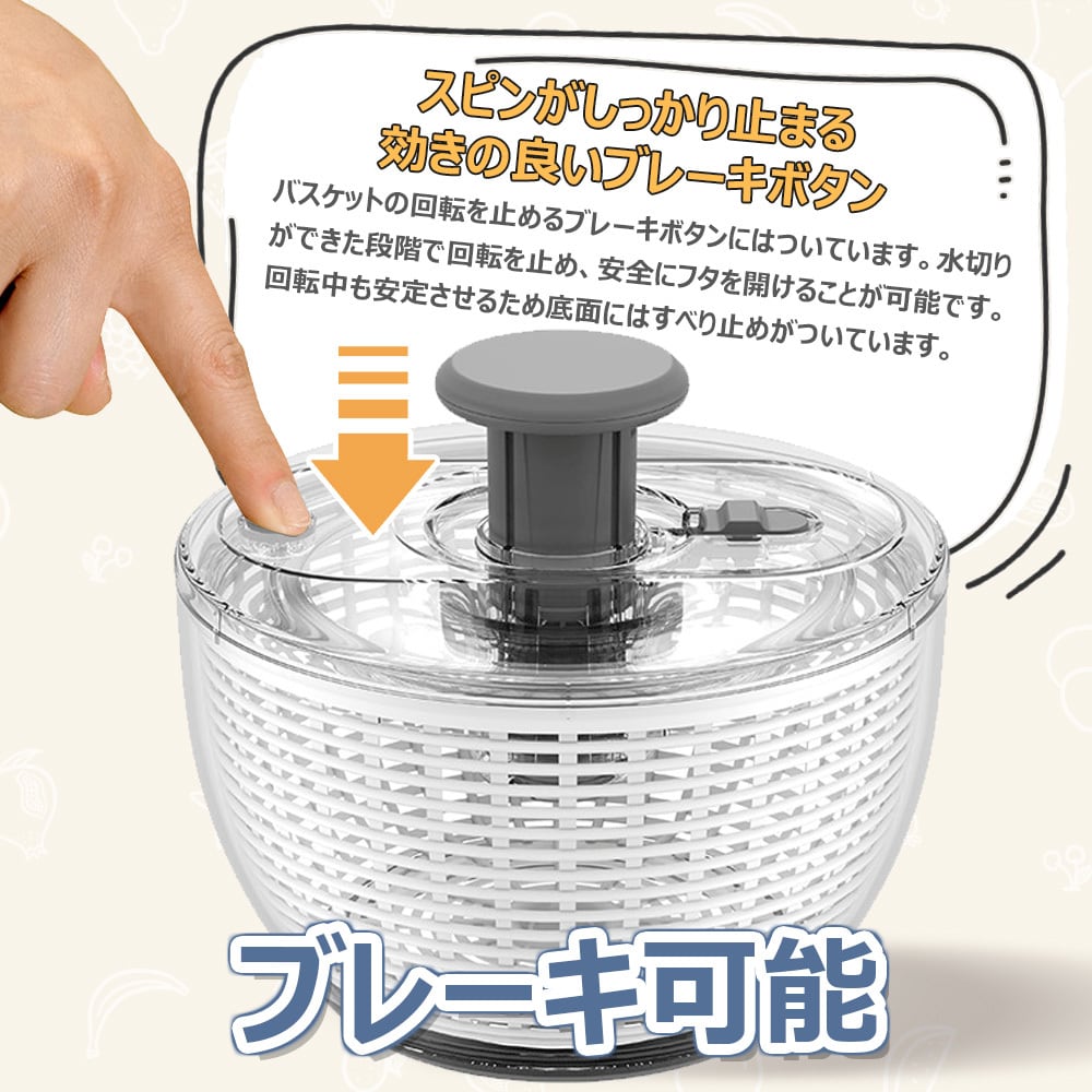 d989 プッシュ式 水切り器 サラダスピナー サラダ水切り 野菜