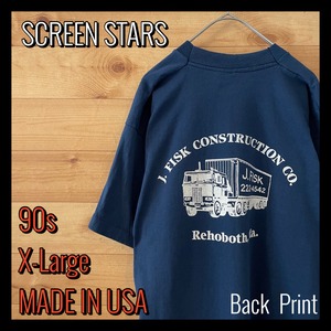 【SCREEN STARS】90s USA製 バックプリント トラック イラストTシャツ アメリカ古着