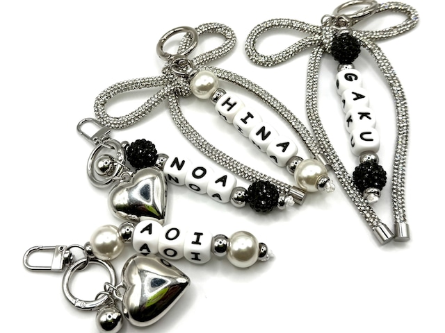 名前入り　バックチャーム　シルバー