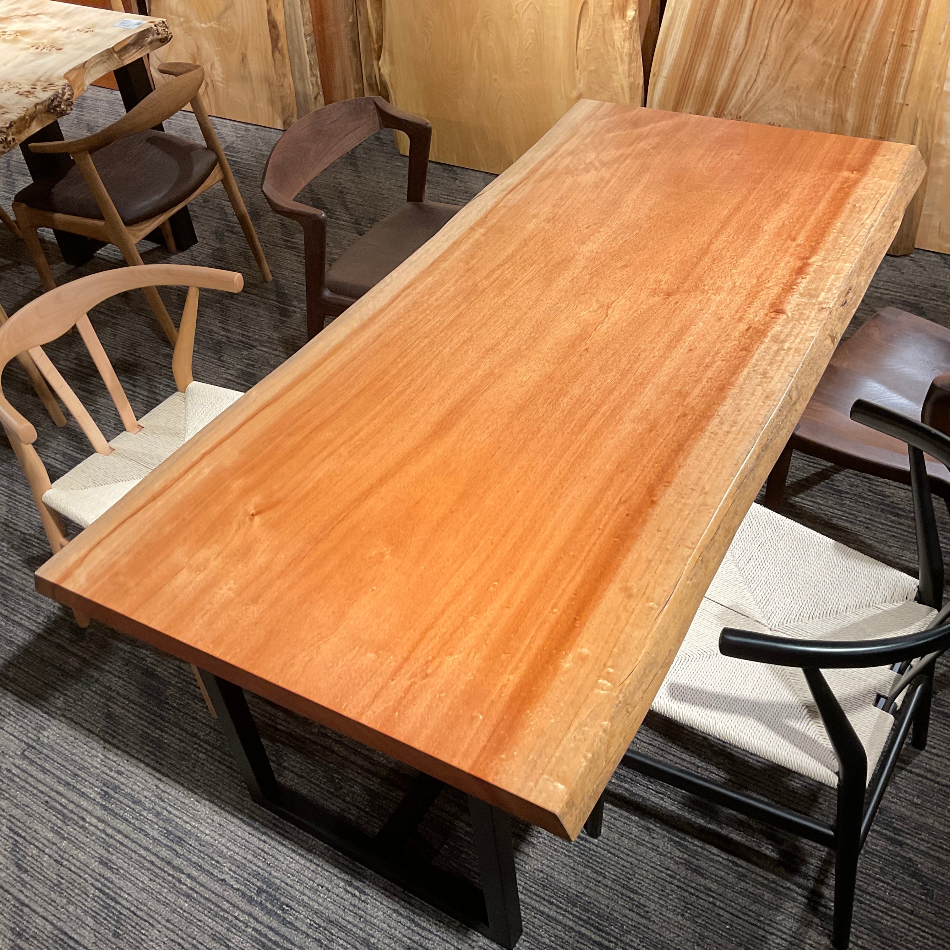 な*様 木製天板 オレンジ/赤脚 デスクテーブル ボセ_1700×800×51_横浜OUTLET PLUS店_テーブル天板/一枚板 263082